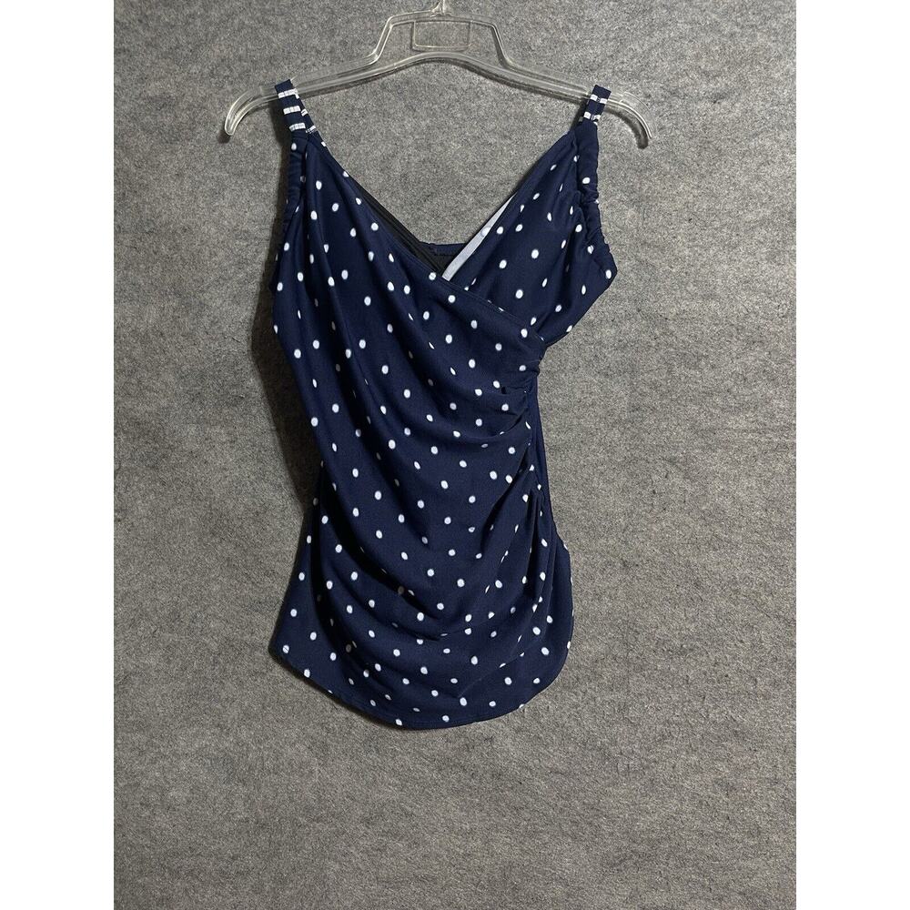 Gabar One Piece Swimsuit 12 Polka Dot Ruched Pinup Retro Coastal Classic Beach